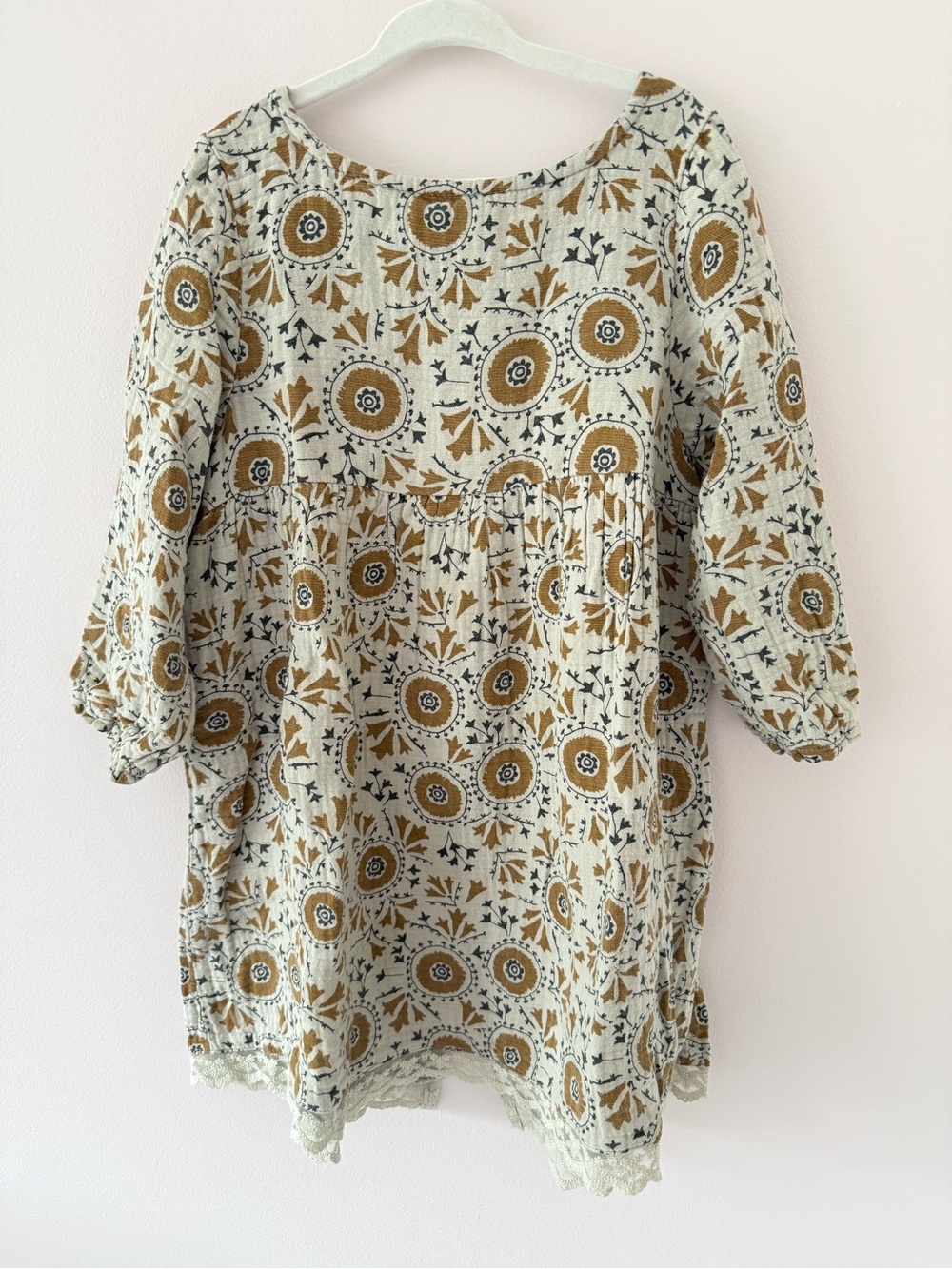 Rylee + Cru Muslin Lace Trim Dress